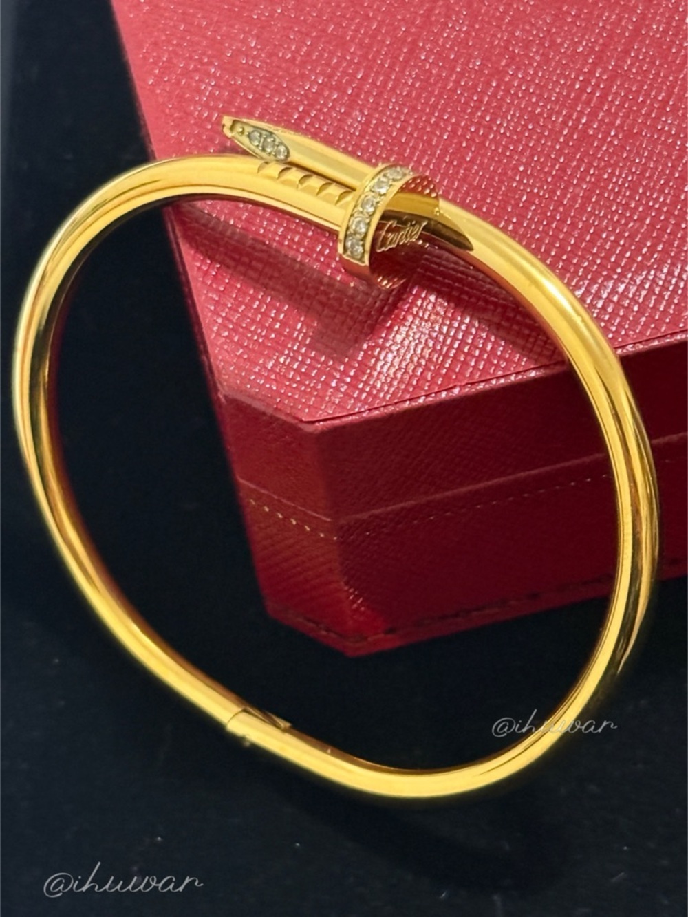 Set of 2 Nail Bangle Bracelet 18k Gold Plated Unisex CZ Statement - Picture 6 of 15